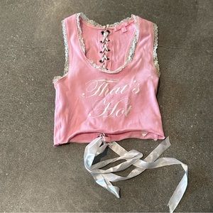 Sugar thrills pink lace up ‘That’s Hot’ crop top